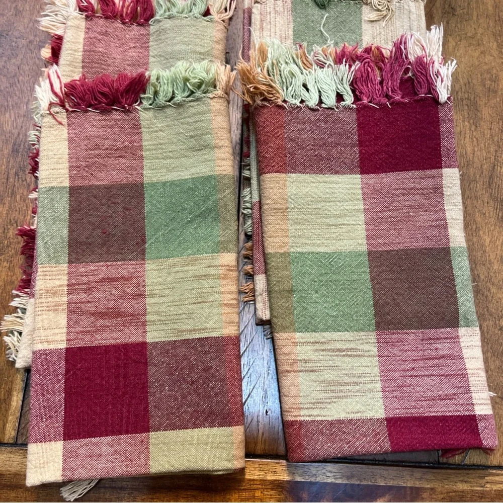 Home Classic 100% Cotton Fall Time Set of 8 Plaid cloth napkins autumn 18”x 18”